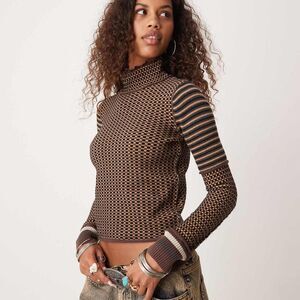 Nwot Free-people Women's gamer cuff sweater multi colored
